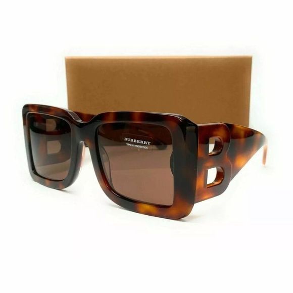 Burberry Women's Light Havana and Brown Sunglasses